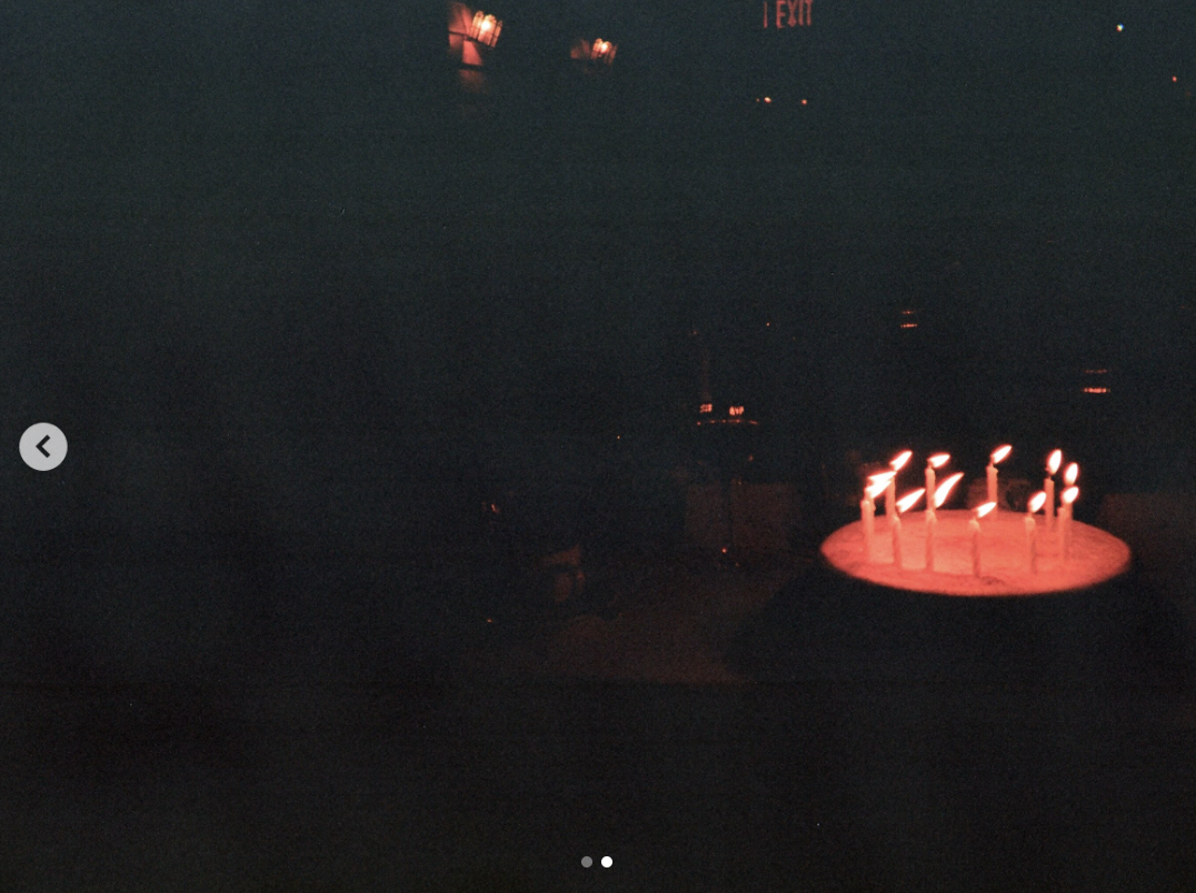 A photo of birthday cake in a dimly lit room, one of two photos shared by Katie Holmes as part of her birthday tribute to Jason Bard Yarmosky on September 1, 2026 |  Source: instagram/katieholmesSource: